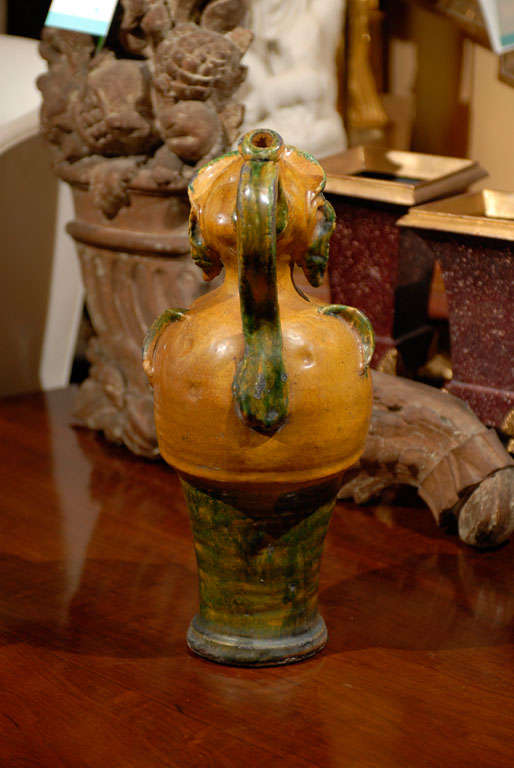 Late 19th-Early 20th Century French Glazed Pottery Figural Vessel For Sale 5