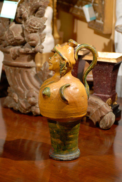 Late 19th-Early 20th Century French Glazed Pottery Figural Vessel For Sale 6