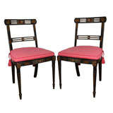 Fine pair of Sheraton painted beechwood side chairs, c.1800