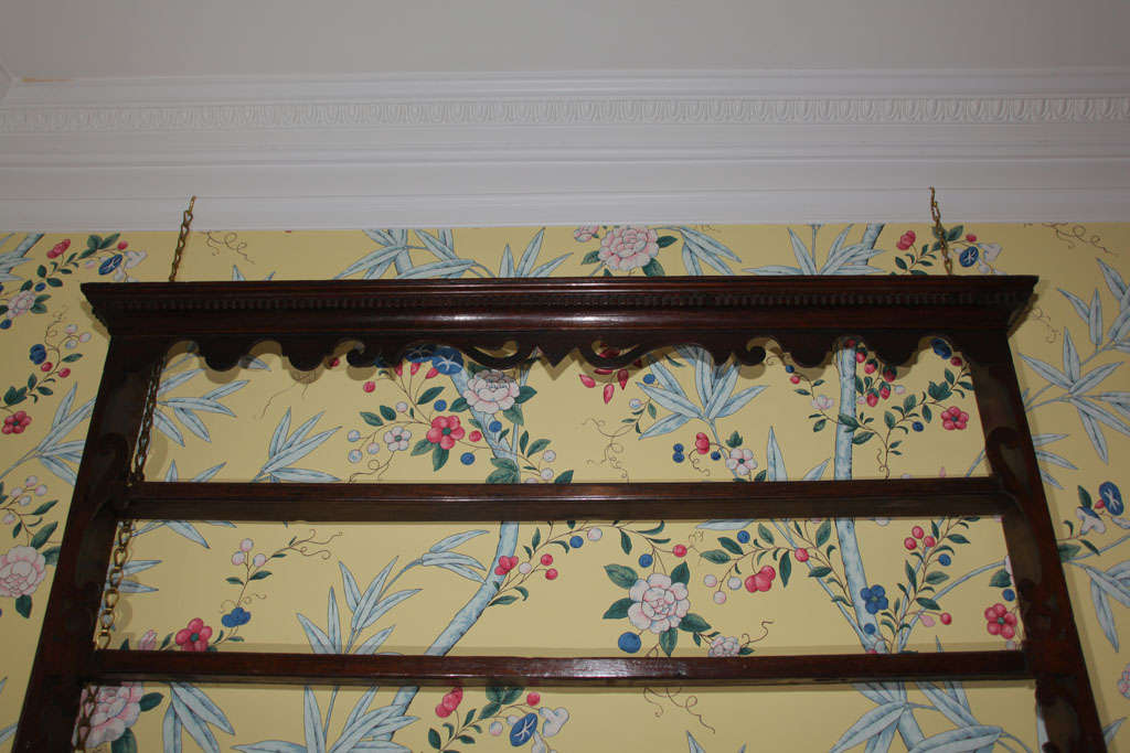 Late 18th Century George III Mahogany and Oak Fretwork Hanging Plate Rack, Welsh, circa 1780