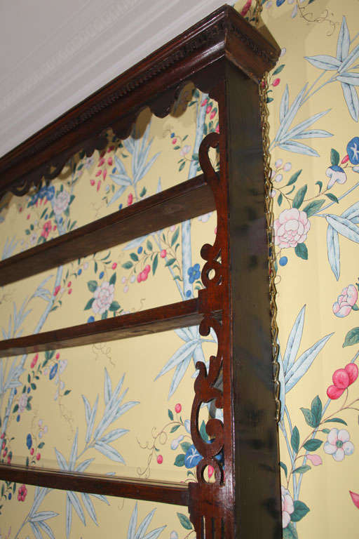 George III Mahogany and Oak Fretwork Hanging Plate Rack, Welsh, circa 1780 2