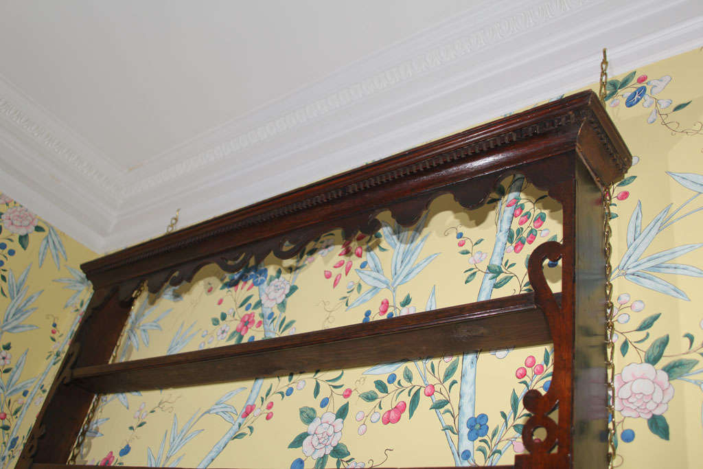 George III Mahogany and Oak Fretwork Hanging Plate Rack, Welsh, circa 1780 3