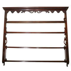 George III Mahogany and Oak Fretwork Hanging Plate Rack, Welsh, circa 1780