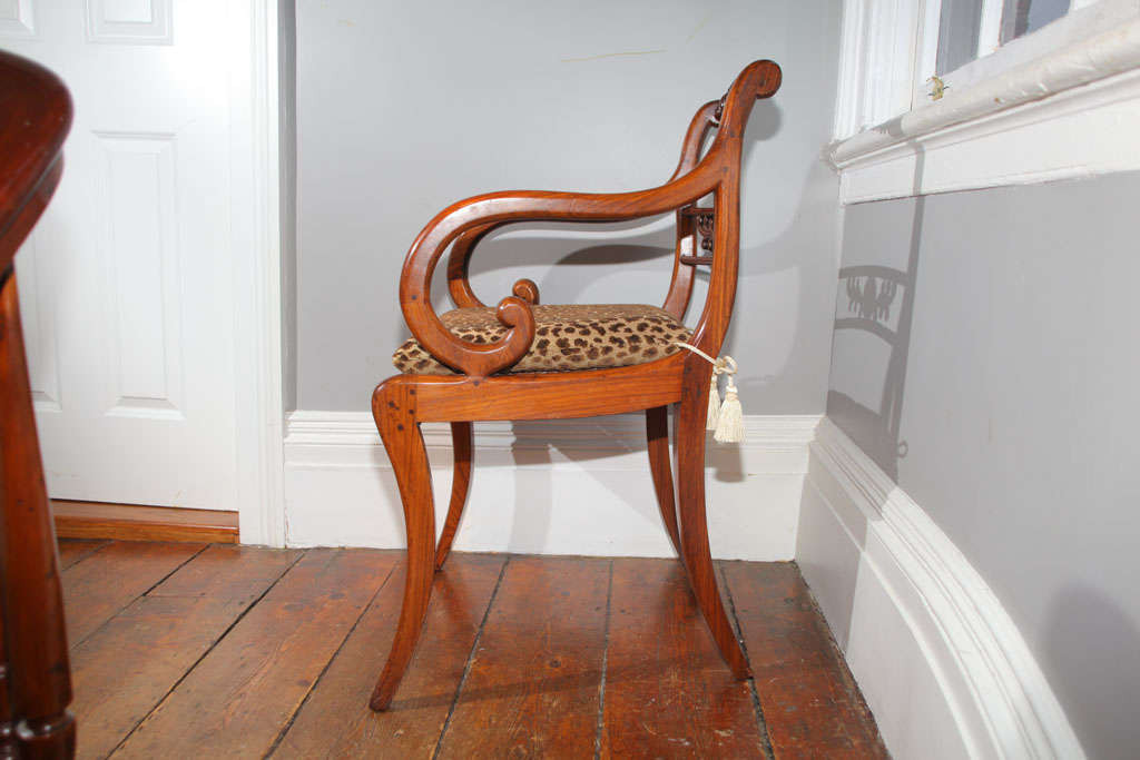 Wood Chinese Export Hardwood Open Armchair, Circa 1815 For Sale