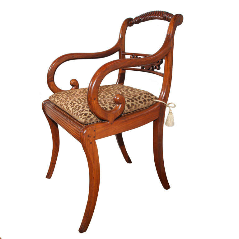 Chinese Export Hardwood Open Armchair, Circa 1815 For Sale