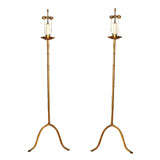 A Pair of Brass Faux Bamboo Floor Lamps