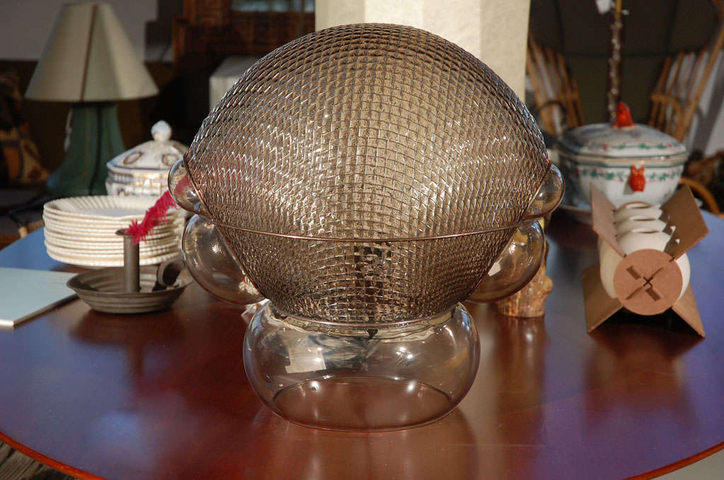 Glass & Wire Mesh Table Lamp