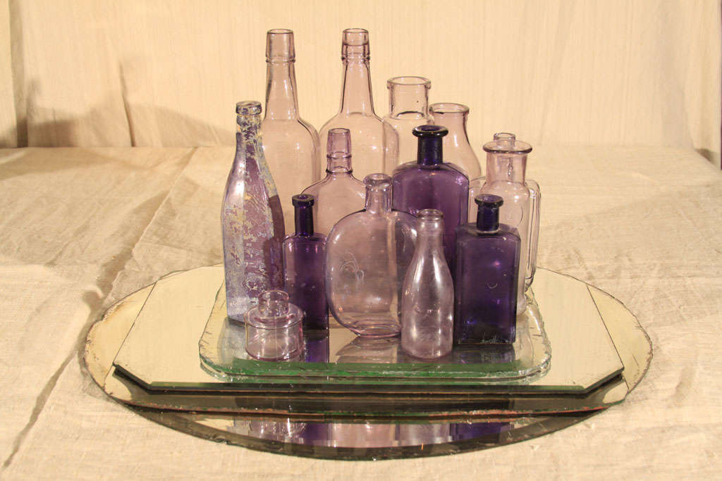 Antique Purple Flask Bottle w/Metal Cap - Ruby Lane