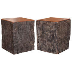 Lychee Wood Solid Black Organic End Table