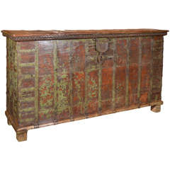 Antique Large Strap Design Storage Bin