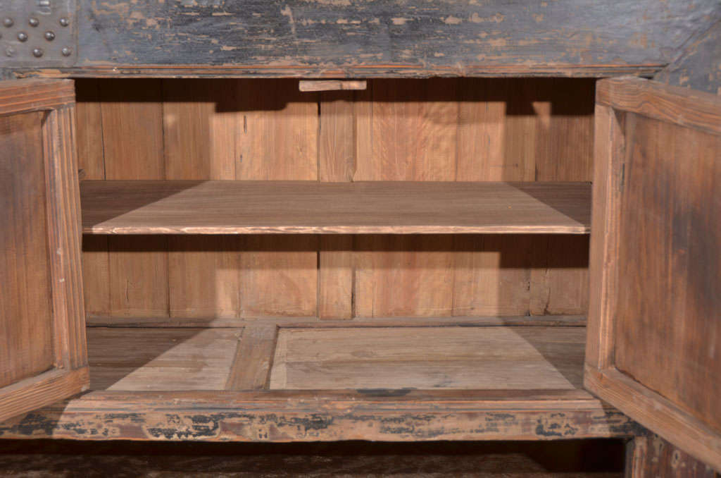 Antique Elm Server With Unusual Studded Trim At 1stdibs