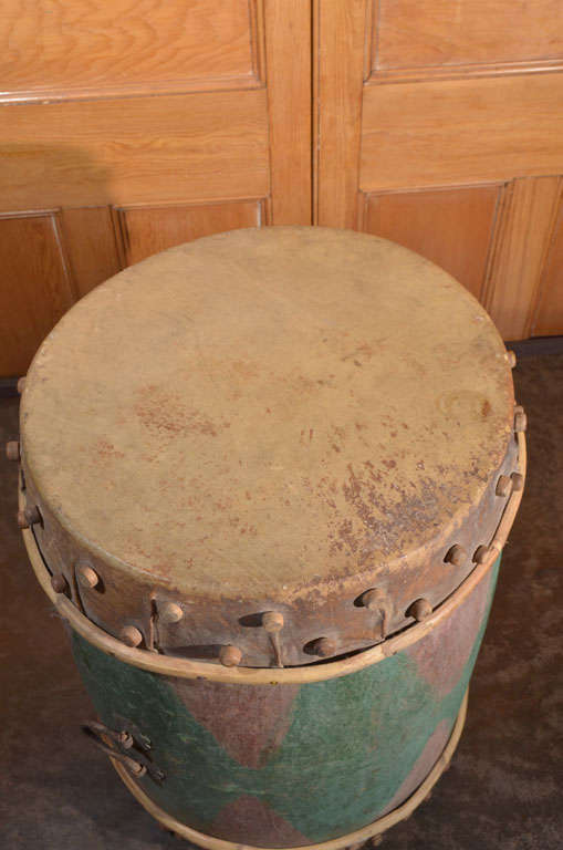 20th Century Antique Tribal Drum As End Table