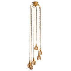 Austrian Gold Plated Pendant Light by Lobmeyr