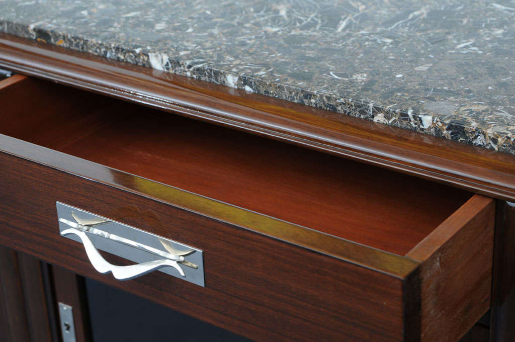 Mid-20th Century Art Deco French Sideboard in Mahoganies Marble Top
