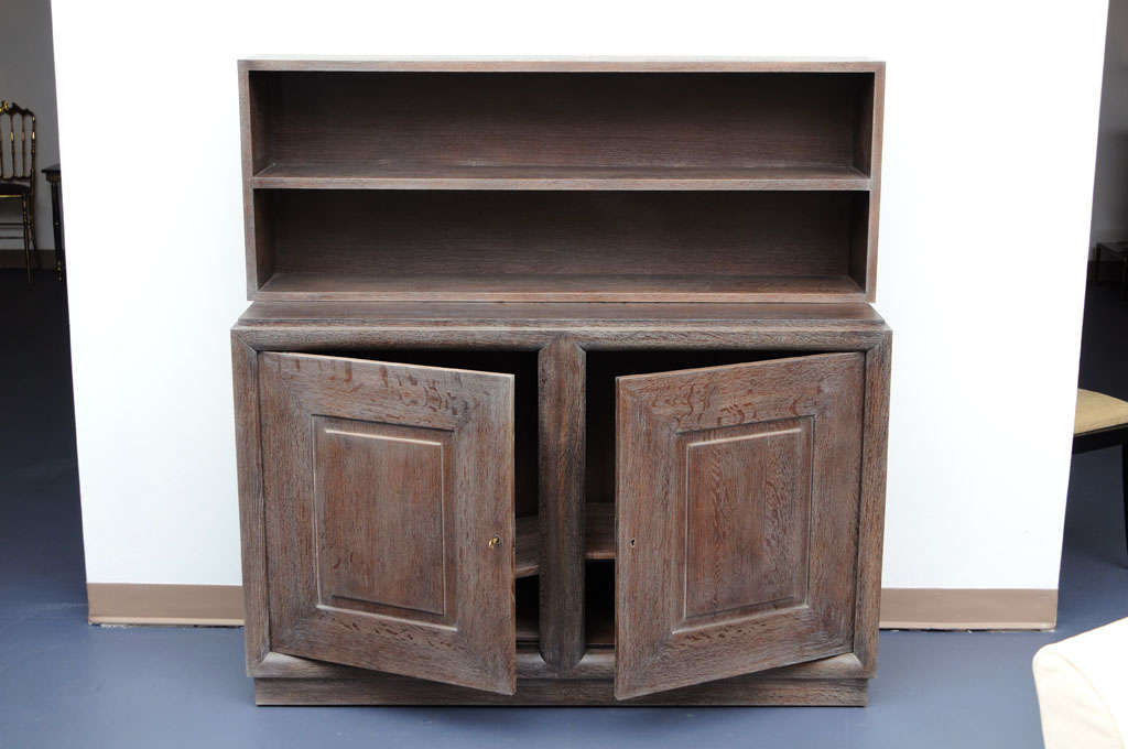 Mid-20th Century Mid-Century in the style of Charles Dudouyt Bookcase in Cerused Oak For Sale