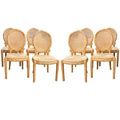 Set of 8 Vintage 1970s Carved Wood Chairs