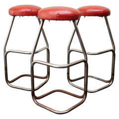 Three Tubular Chrome Barstools