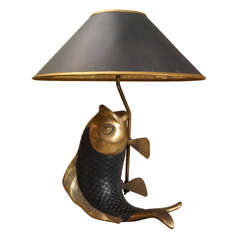 Brass Carp Table Lamp