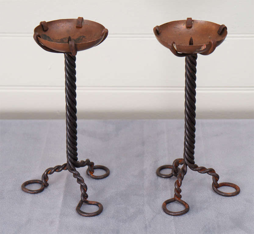 Iron and Copper Candlesticks