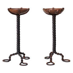 Iron and Copper Candlesticks