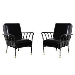 Pair of Lounge Chairs by Jacques Adnet (1901-1984)