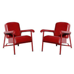 Fine Pair of Armchairs by Jacques Adnet (1901-1984)
