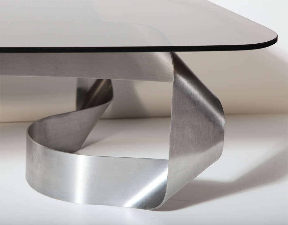 French Steel and Glass Coffee Table by Paul Le Geard