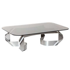 Steel and Glass Coffee Table by Paul Le Geard