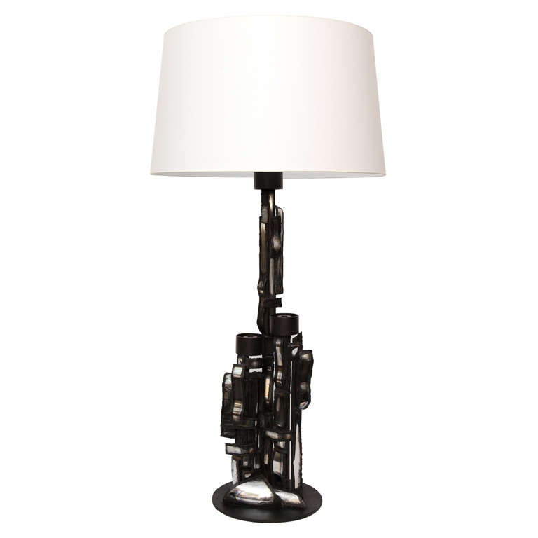 Table Lamp Brutalist Mid Century Modern iron 1960's For Sale