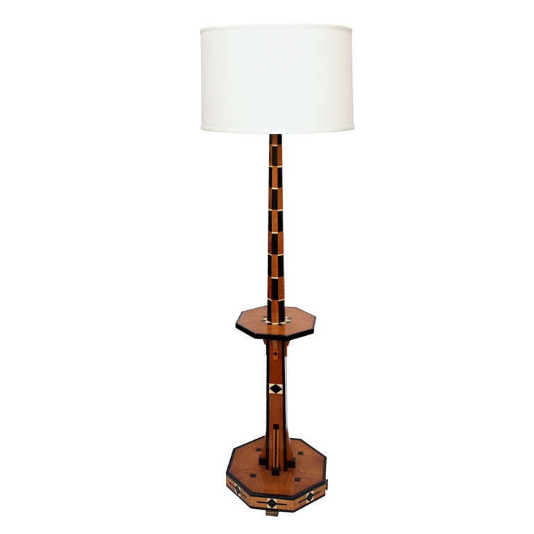 An Austrian 1920
s Modernist Floor Lamp in ebony, ivory and oak