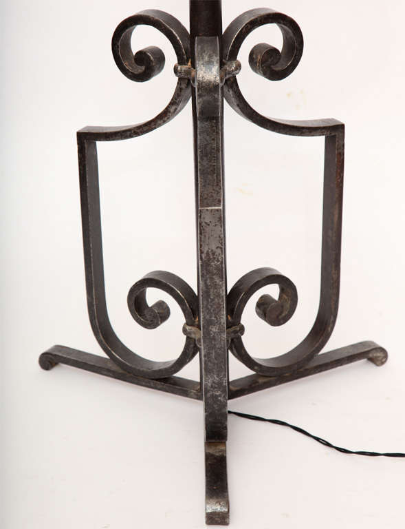French Floor Lamp Art Deco Wrought Iron, France, 1920s For Sale