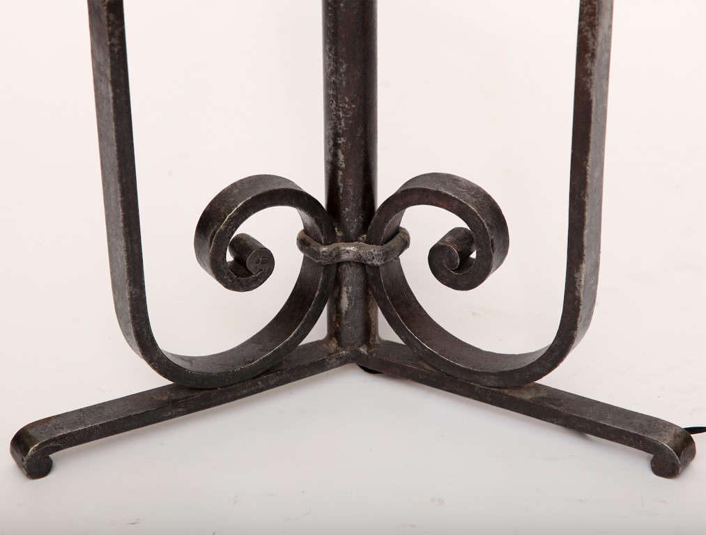 20th Century Floor Lamp Art Deco Wrought Iron, France, 1920s For Sale