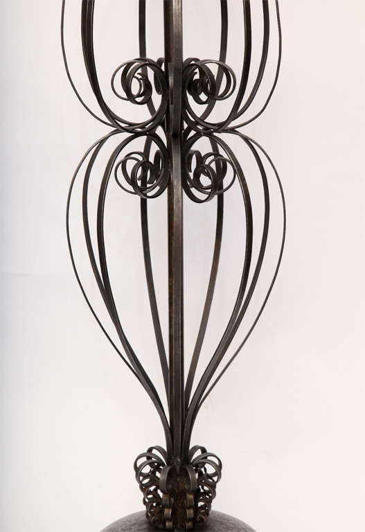 French Floor Lamp Art Moderne wrought iron France 1940's For Sale