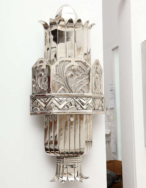 A Pair of Monumental Art Deco Sconces by Walter Kantack