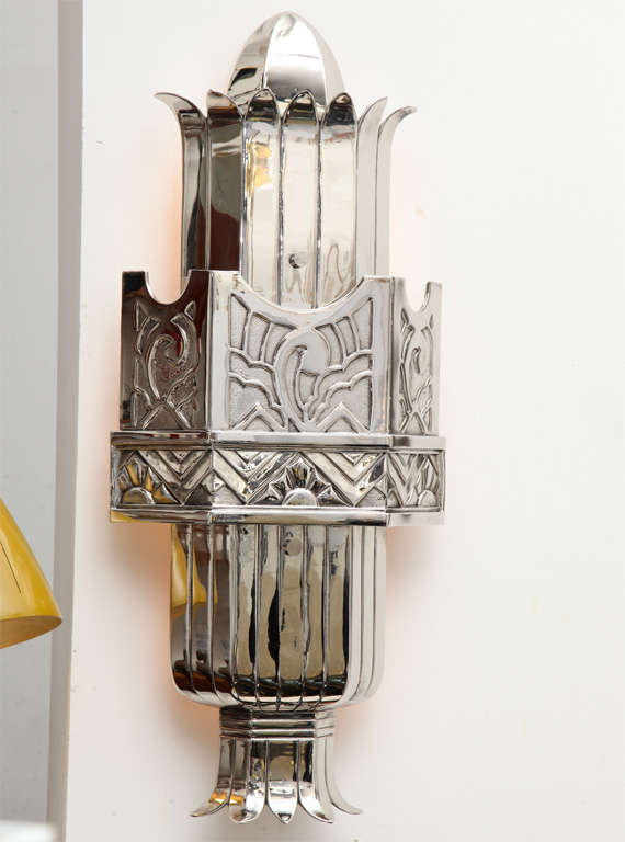 American A Pair of 1920's  Art Deco Sconces by Walter Kantack