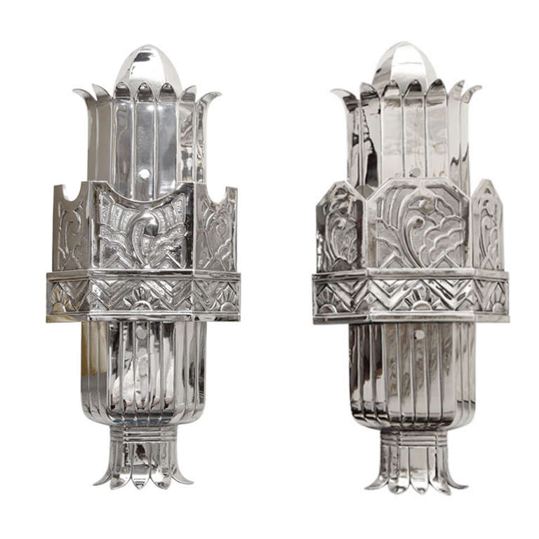 A Pair of 1920's  Art Deco Sconces by Walter Kantack