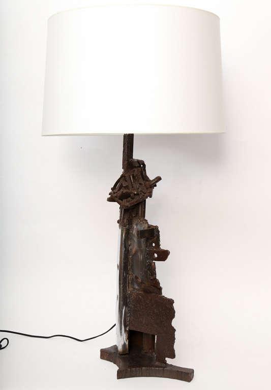Table Lamp Brutalist Mid Century Modern iron 1960's For Sale 2