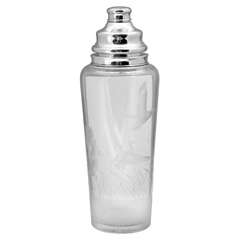 Art Deco Hawkes Sterling Silver-Mounted Cocktail Shaker