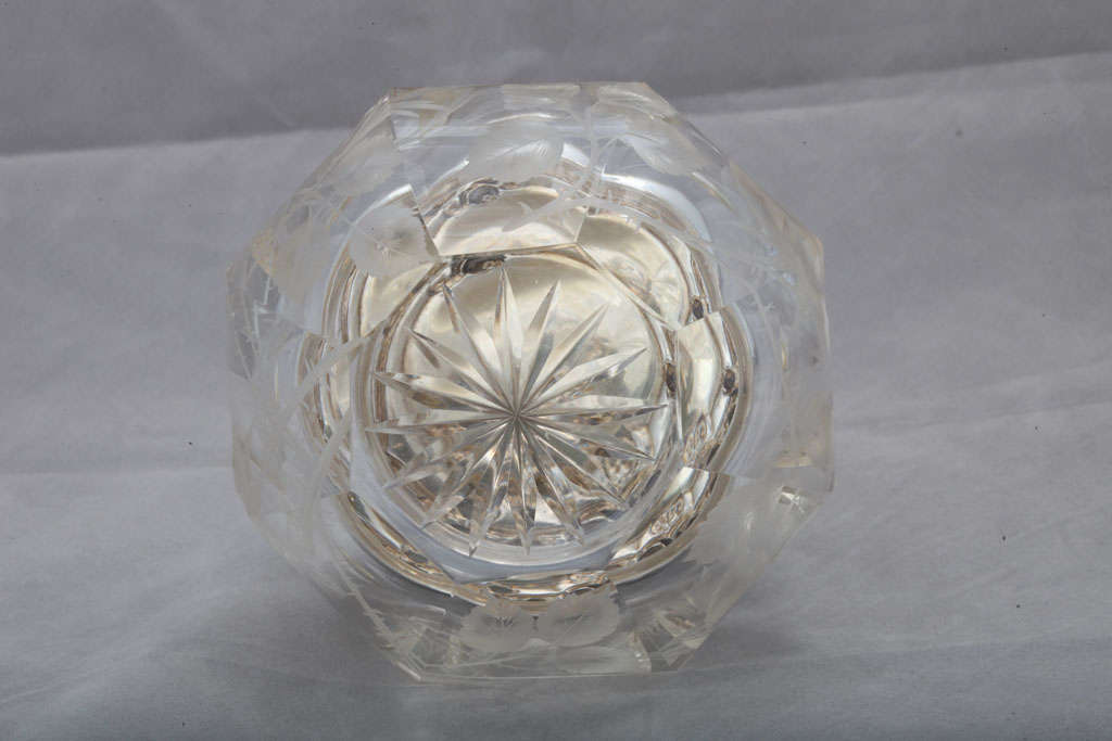 Art Nouveau Sterling Silver and Moser Etched  Crystal Powder Jar 3