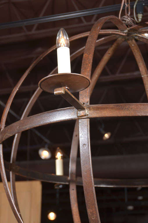 American Orb Chandelier Made from Reclaimed Antique Iron Elements