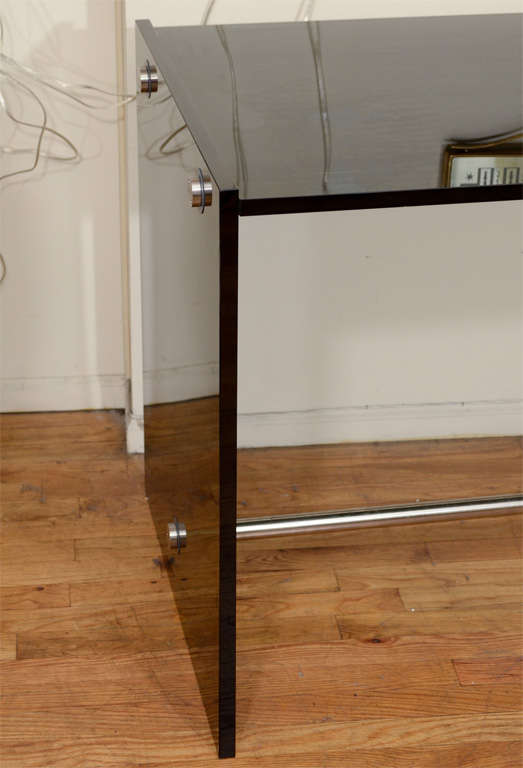 French Smoked Glass Slab Desk
