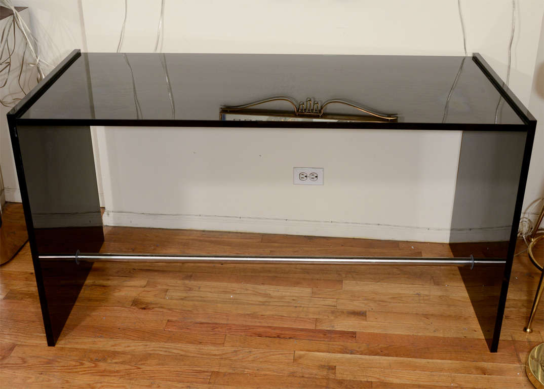 Mid-20th Century Smoked Glass Slab Desk