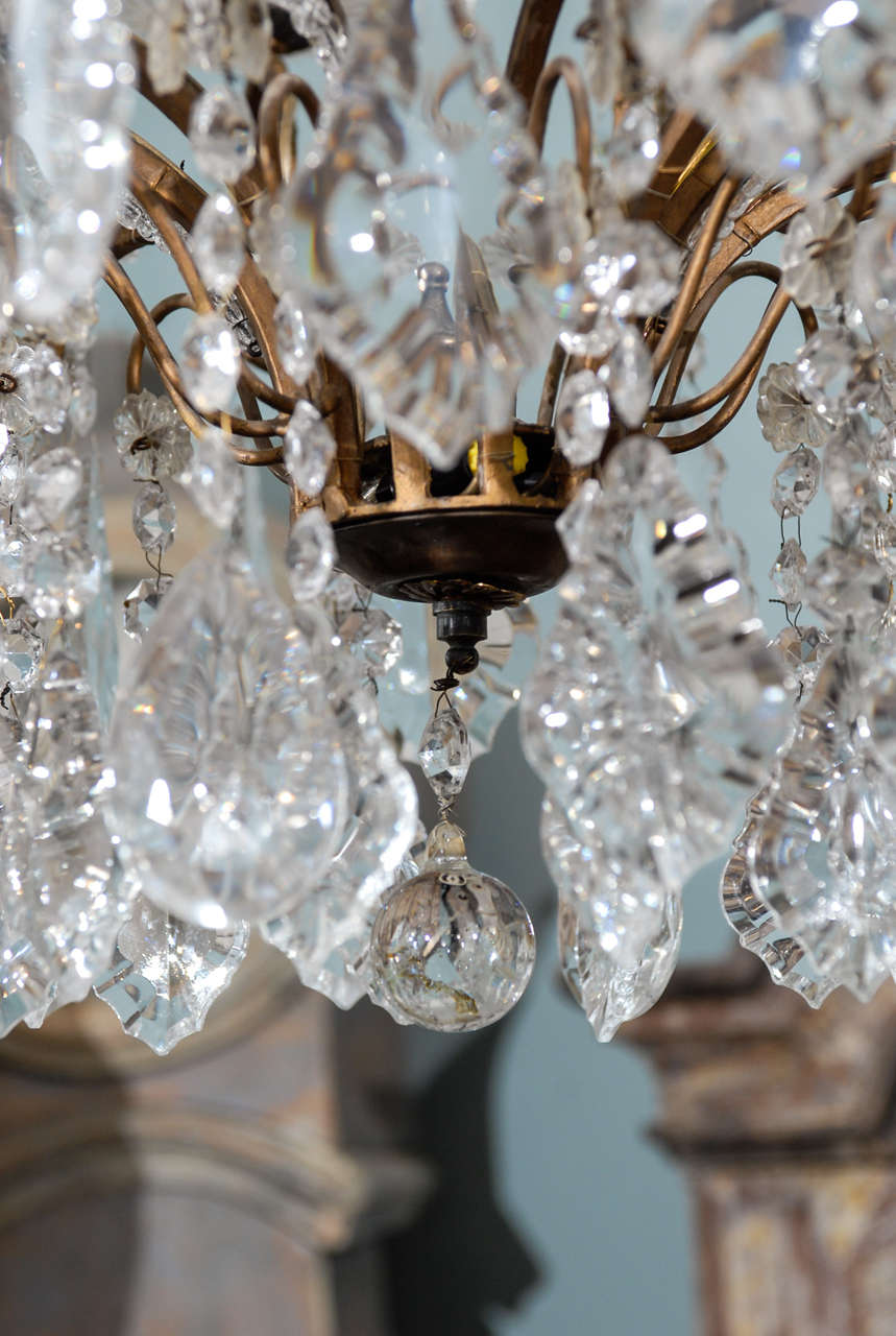 Italian Eight-Light Crystal Chandelier w/Bronze Armature & Crown Top, Mid 20th C 5