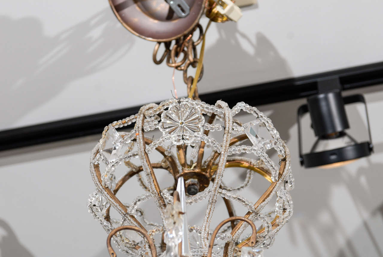 Italian Eight-Light Crystal Chandelier w/Bronze Armature & Crown Top, Mid 20th C 6
