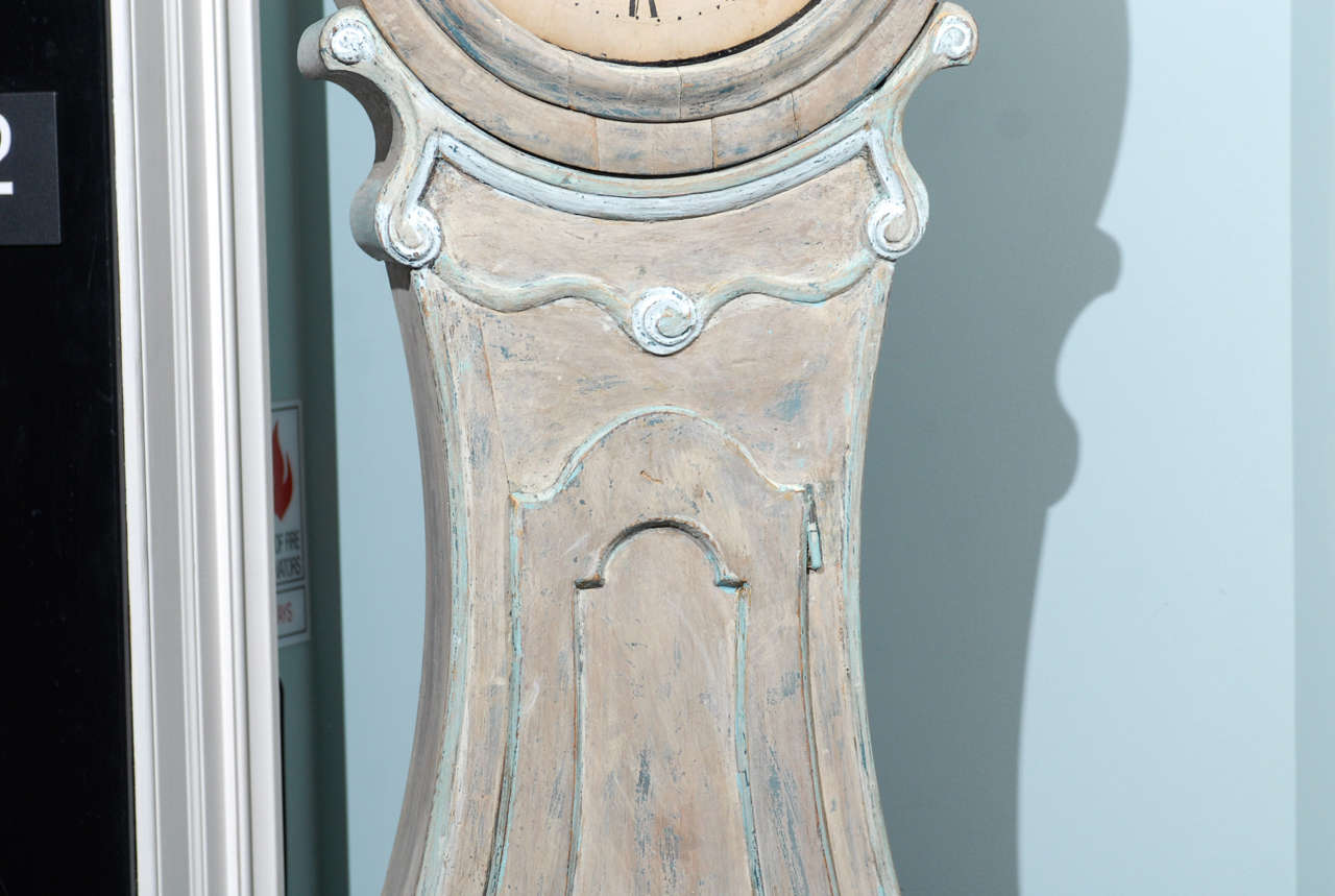 19th Century Tall Swedish Wooden Clock In Good Condition In Atlanta, GA