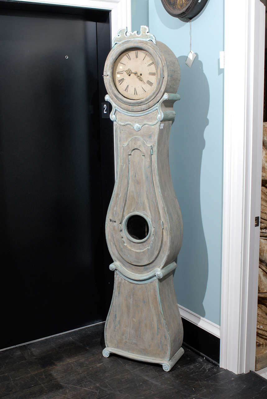 19th Century Tall Swedish Wooden Clock 3