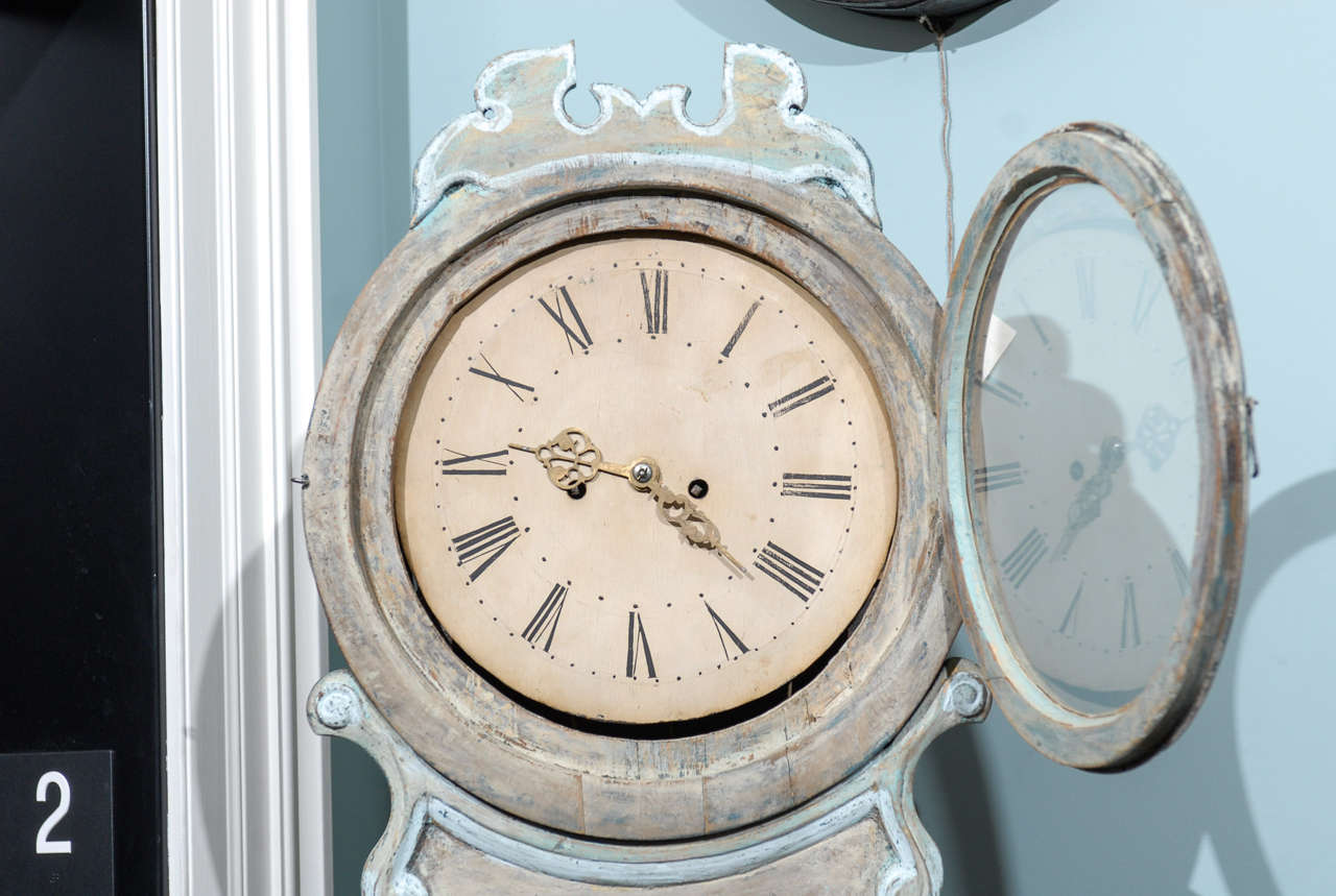 19th Century Tall Swedish Wooden Clock 5