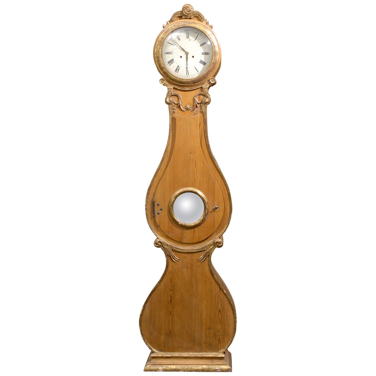19th Century Fryksdahl Wooden Swedish Clock with Gilded Accents