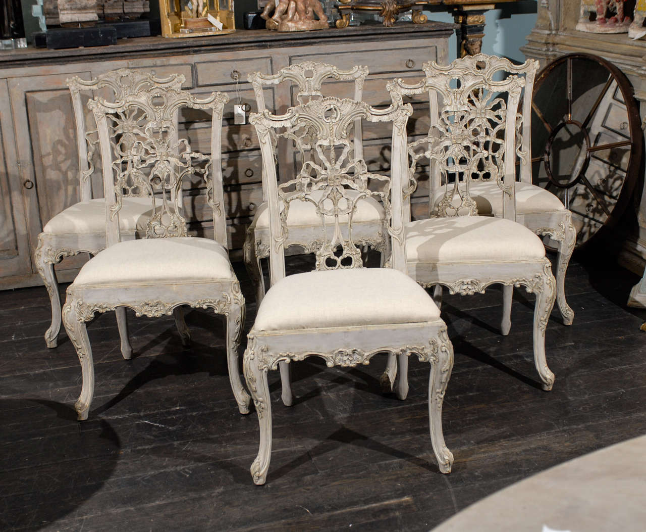 Set of 10 Italian Chippendale Style Painted Wood Chairs at 1stDibs painted chippendale chairs