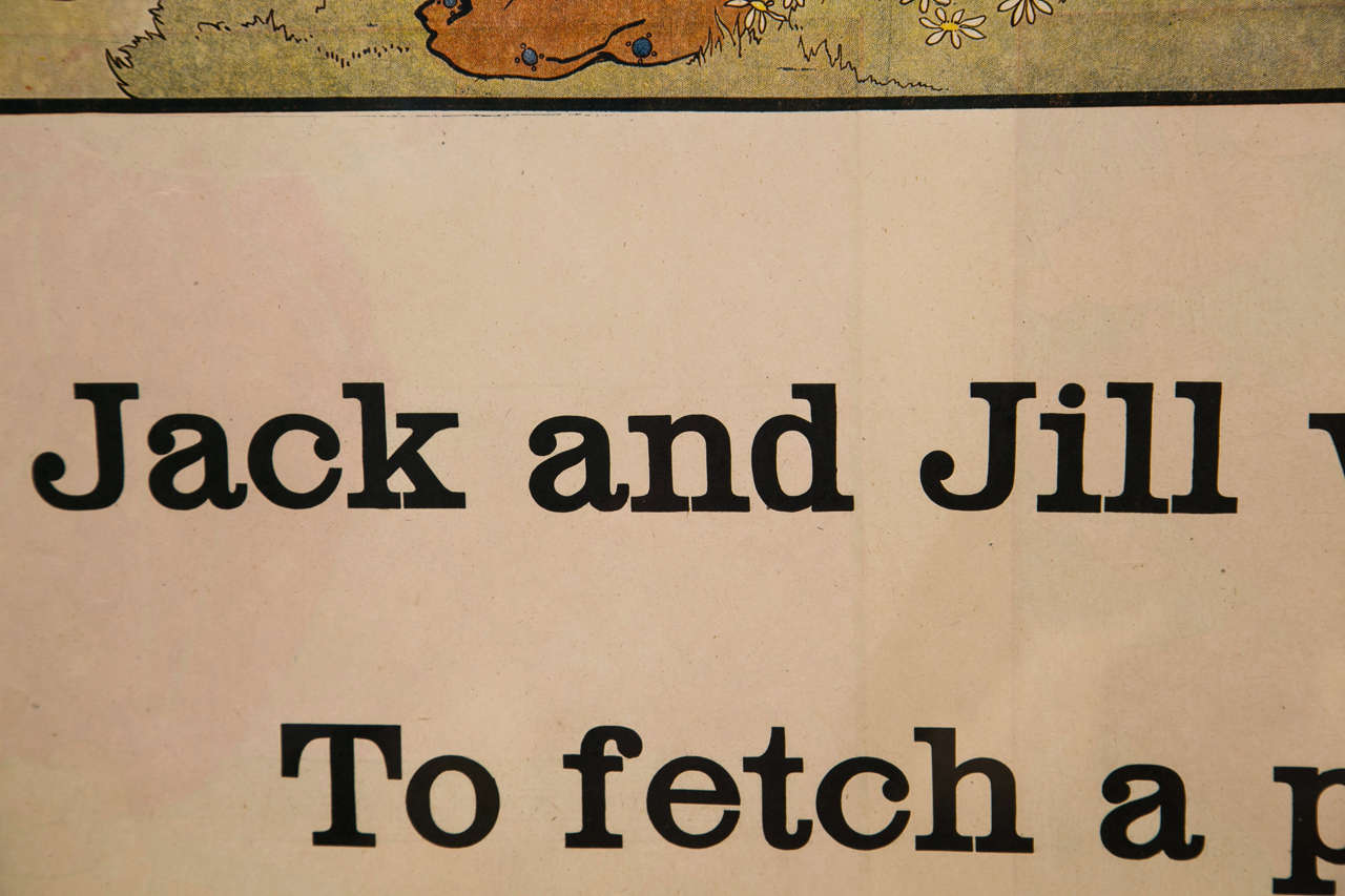 Gerahmte Original-Lithographie „Jack und Jill“ aus der Arts and Crafts-Ära der Kinderpflege, Rhyme im Angebot 1